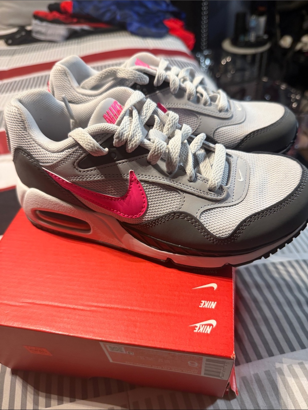 Nike Gray and Pink Air Max Sneakers